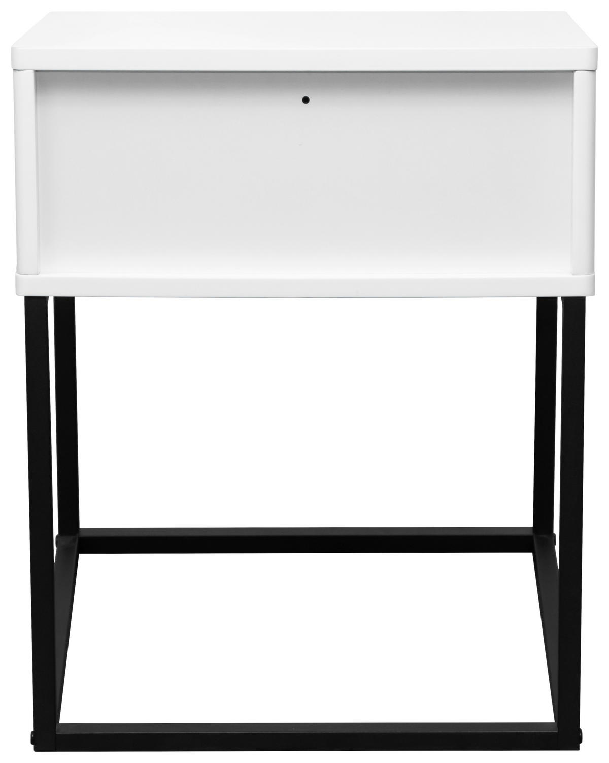 NACHTTISCH 40/52/38,5 cm  Schwarz, Weiss  - Weiss/Schwarz, Design, Holzwerkstoff/Metall (40/52/38,5cm) - Carryhome