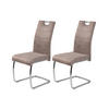 SCHWINGSTUHL-SET 2 Stück  in Stahl Lederlook  - Chromfarben/Beige, MODERN, Textil/Metall (43/98/59cm) - MID.YOU
