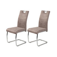 SCHWINGSTUHL-SET 2 Stück  in Stahl Lederlook  - Chromfarben/Beige, MODERN, Textil/Metall (43/98/59cm) - MID.YOU