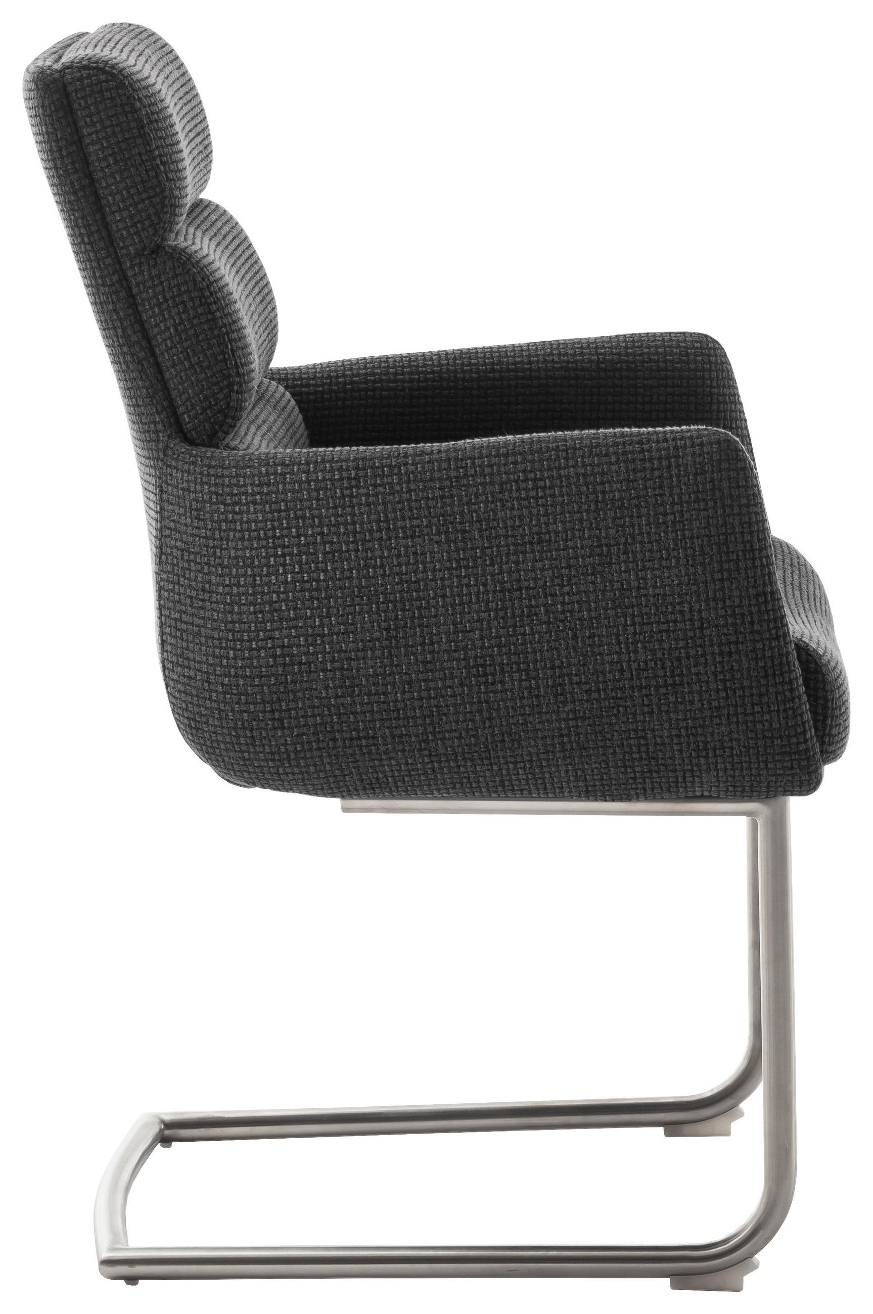 ARMLEHNSTUHL  in Edelstahl Webstoff  - Edelstahlfarben/Anthrazit, Design, Textil/Metall (61/90/64cm) - Dieter Knoll