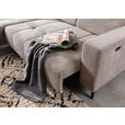 ECKSOFA Taupe Cord Rücken echt, Kopfteilverstellung, Sitzvorzug  - Taupe/Schwarz, KONVENTIONELL, Textil/Metall (170/257cm) - Carryhome