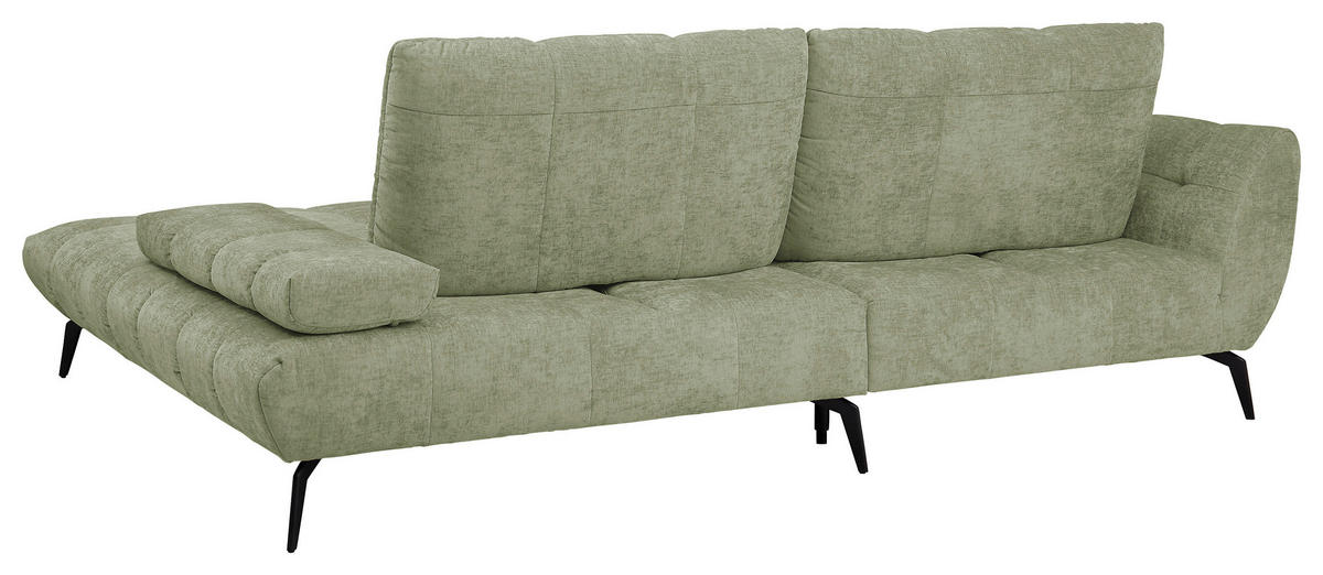 ECKSOFA Hellgrün Flachgewebe Rücken echt, Sitztiefenverstellung  - Schwarz/Hellgrün, KONVENTIONELL, Textil/Metall (273/211cm) - SetOne by Musterring