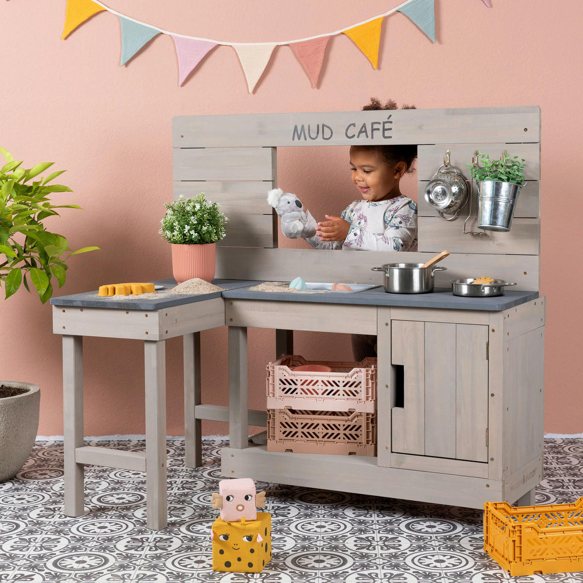 MATSCHKÜCHE Coffee Corner  - Hellgrau, Basics, Holz (100/60/95cm) - MUDDY BUDDY