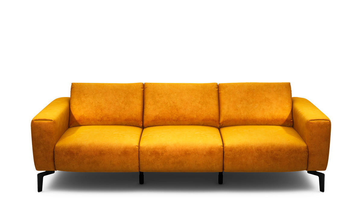 3-SITZER-SOFA Samt Gelb  - Gelb/Schwarz, Design, Textil/Metall (250/86/86-94cm) - SENSOO