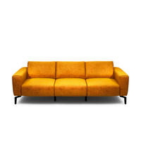 3-SITZER-SOFA Samt Gelb  - Gelb/Schwarz, Design, Textil/Metall (250/86/86-94cm) - SENSOO
