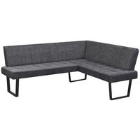 ECKBANK Mikrofaser, Leinenoptik Grau, Schwarz   - Schwarz/Grau, KONVENTIONELL, Textil/Metall (160-200/86/70cm) - MID.YOU