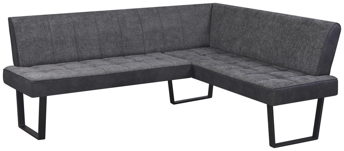 ECKBANK Mikrofaser, Leinenoptik Grau, Schwarz   - Schwarz/Grau, KONVENTIONELL, Textil/Metall (160-200/86/70cm) - MID.YOU
