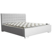 PAT TAPIȚAT 180x200 cm  in gri  - culoare crom/gri, Basics, plastic/lemn (192/110/220cm) - Carryhome
