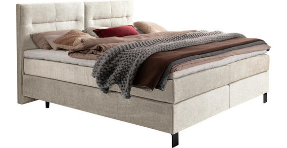 BOXSPRINGBETT 200/220 cm  in Creme  - Creme/Schwarz, KONVENTIONELL, Textil/Metall (200/220cm) - Esposa