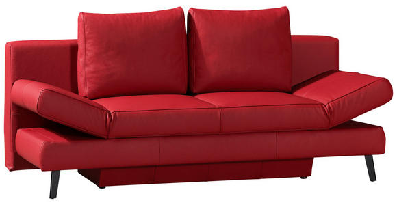 SCHLAFSOFA in Echtleder Rot - Rot/Schwarz, MODERN, Leder/Metall (200/85/90cm) - Novel
