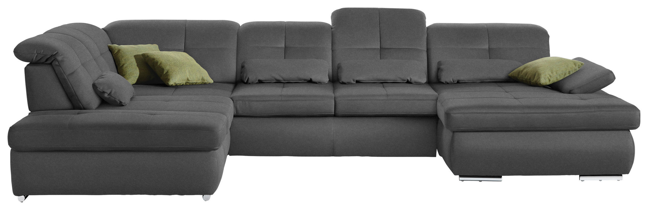 WOHNLANDSCHAFT in Mikrofaser Grau  - Chromfarben/Grau, Design, Textil (260/371/195cm) - Beldomo Style