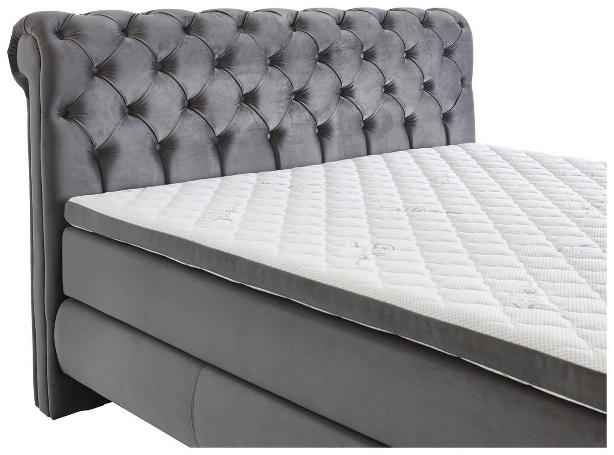BOXSPRINGBETT 160/200 cm  in Dunkelgrau  - Dunkelgrau/Silberfarben, MODERN, Kunststoff/Textil (160/200cm) - MID.YOU