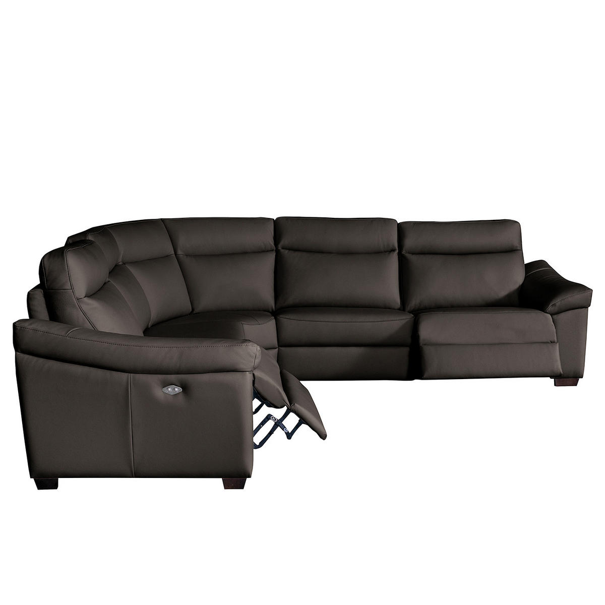 ECKSOFA Braun Echtleder  - Schwarz/Braun, Design, Leder/Holz (299/299cm) - Livetastic