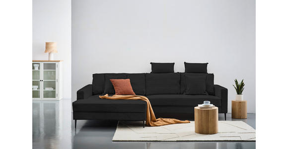 ECKSOFA in Cord Schwarz  173/276 cm  - Schwarz, KONVENTIONELL, Textil/Metall (173/276cm) - Carryhome
