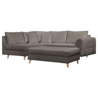 ECKSOFA inkl. Hocker Bouclé Dunkelgrau  - Dunkelgrau/Naturfarben, Design, Holz/Textil (161/231cm) - P & B