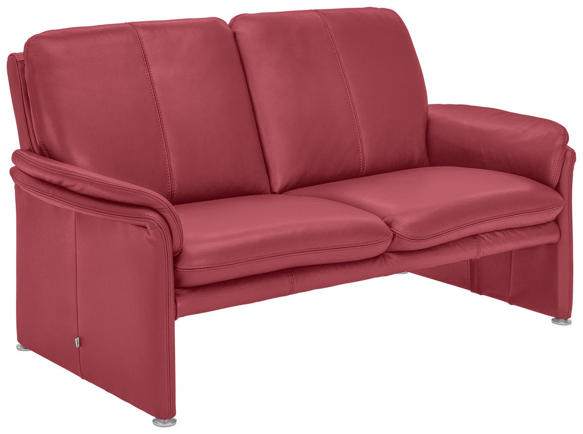 2,5-SITZER Rot Echtleder  - Chromfarben/Rot, KONVENTIONELL, Leder/Metall (186/90/86cm) - Celina Home