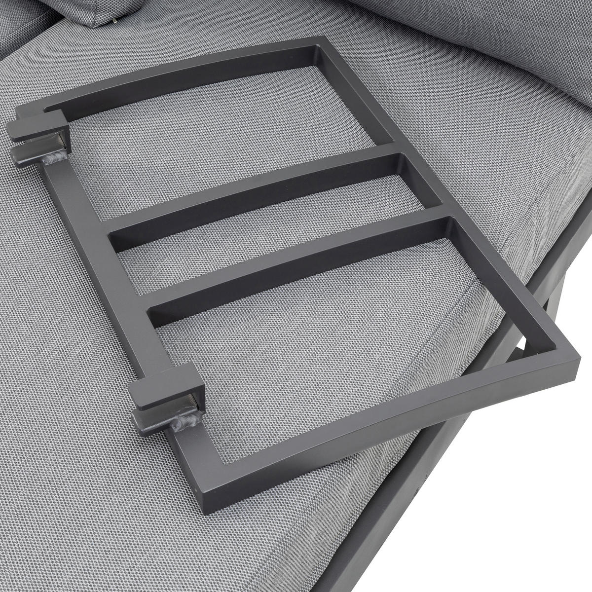 LOUNGEGARNITUR   253/70/175 cm Teakholz Aluminium  - Anthrazit/Grau, Basics, Holz/Textil (253/70/175cm) - Gardenson