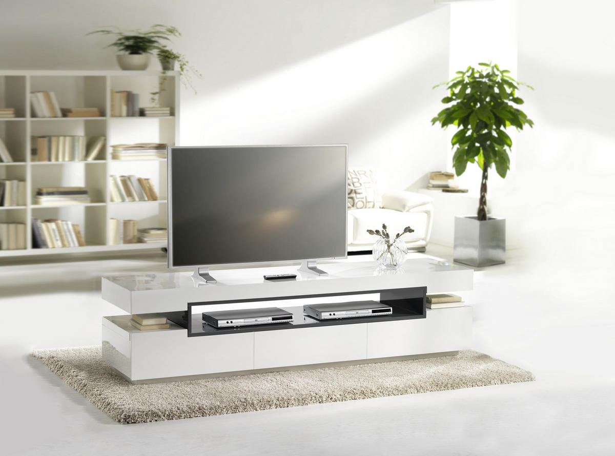 TV-ELEMENT Grau, Weiß  - Weiß/Grau, Design, Holzwerkstoff (200/52/50cm) - Novel