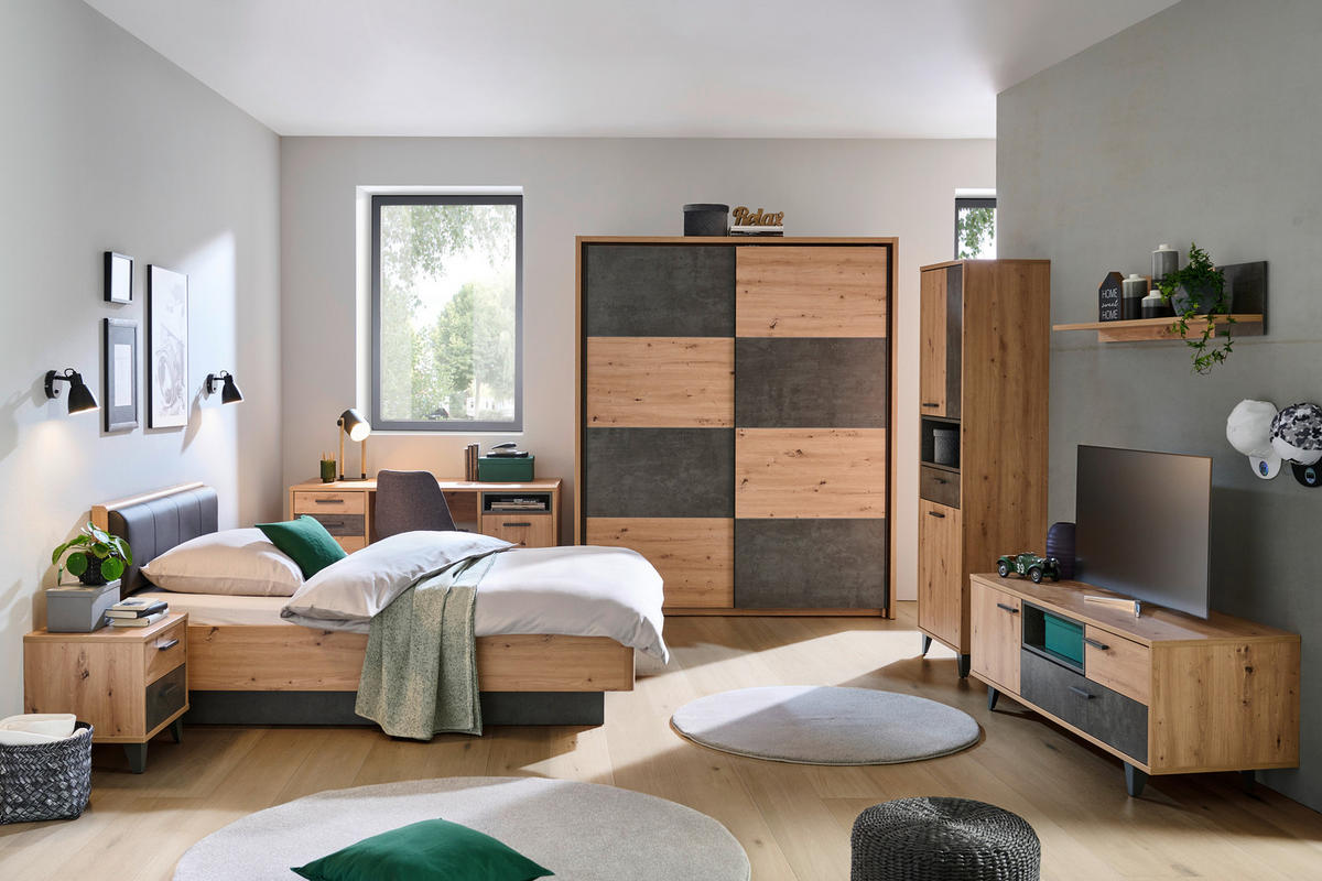 POSTEL 120/200 cm,  - černá/tmavě šedá, Design, kompozitní dřevo/textil (120/200cm) - Carryhome