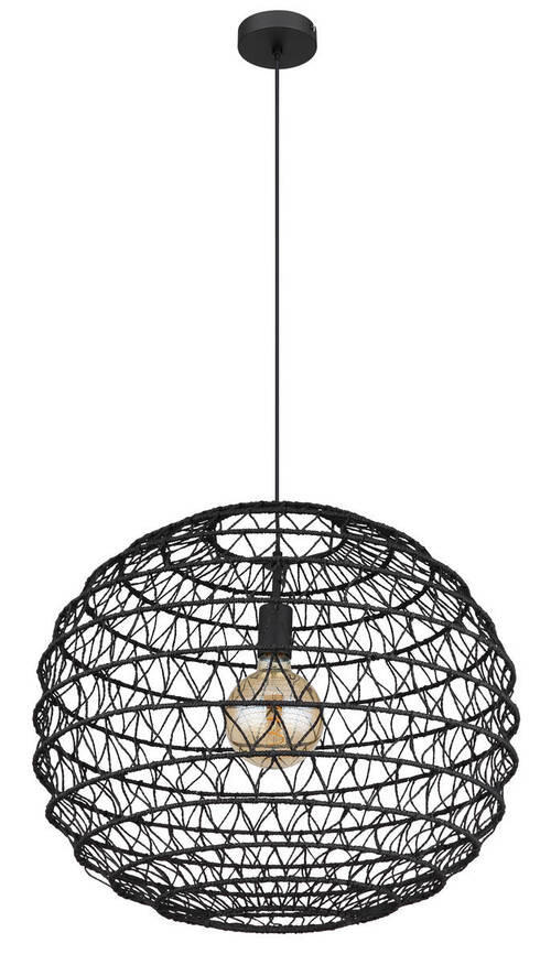 VISEČA SVETILKA        59/120 cm      E27 - črna, Natur, papir/kovina (59/120cm) - Globo