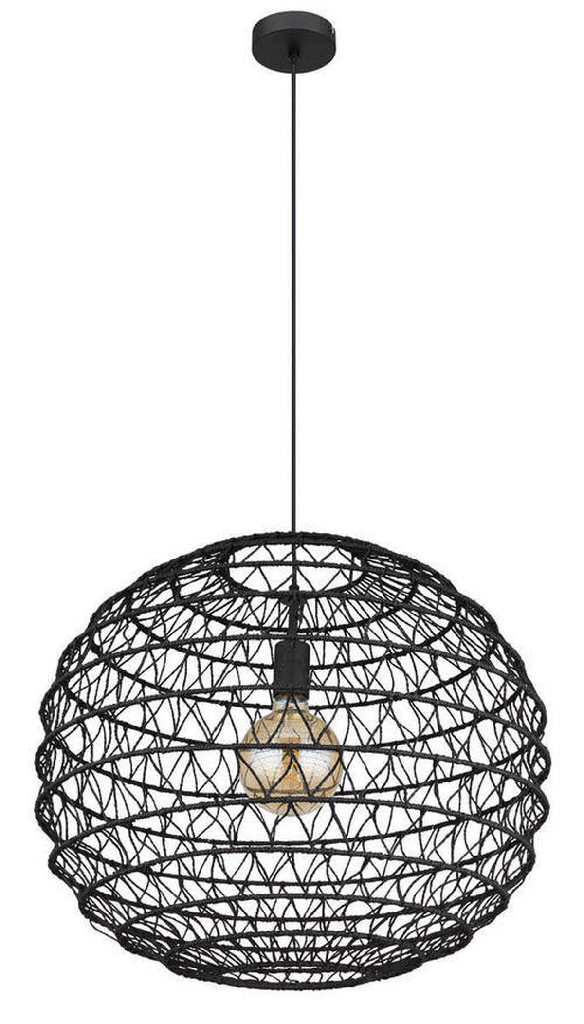 VISEČA SVETILKA        59/120 cm      E27 - črna, Natur, papir/kovina (59/120cm) - Globo