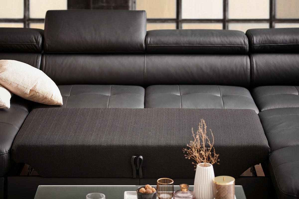 WOHNLANDSCHAFT Creme Echtleder  - Silberfarben/Creme, Design, Leder/Metall (170/340/220cm) - Novel