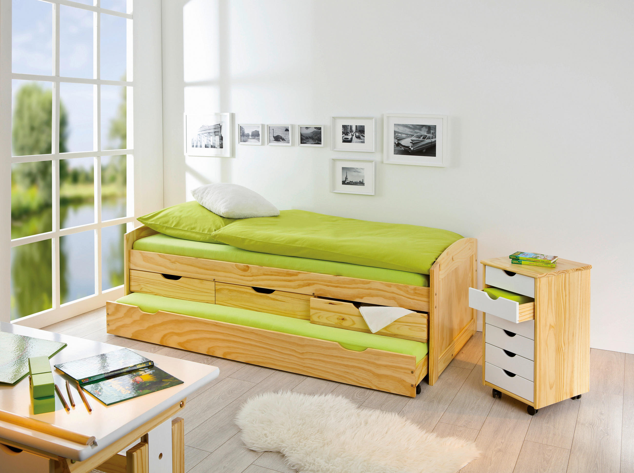 AUSZIEHBETT 90/200 cm  in Kieferfarben  - Kieferfarben, Basics, Holz/Kunststoff (90/200cm) - MID.YOU