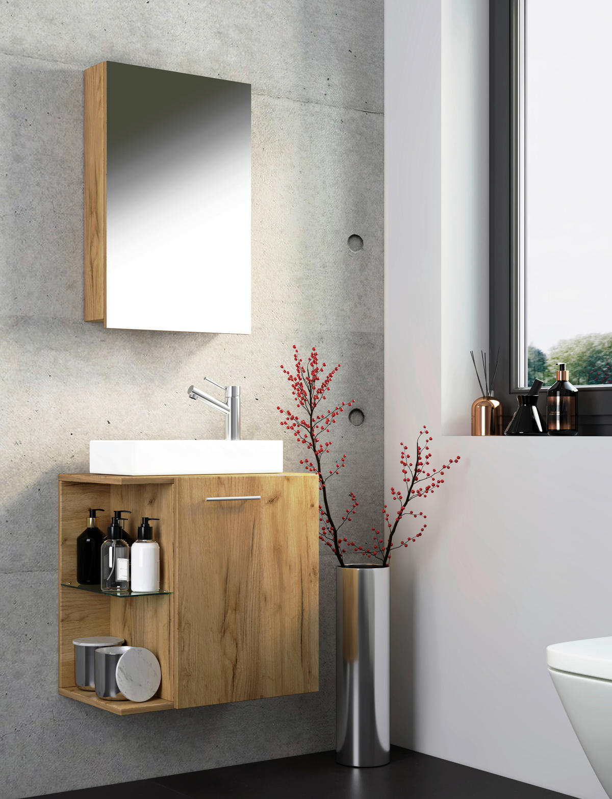 GÄSTEBAD 52 cm  - Honigeiche/Weiß, MODERN, Keramik/Holzwerkstoff (52cm) - MID.YOU