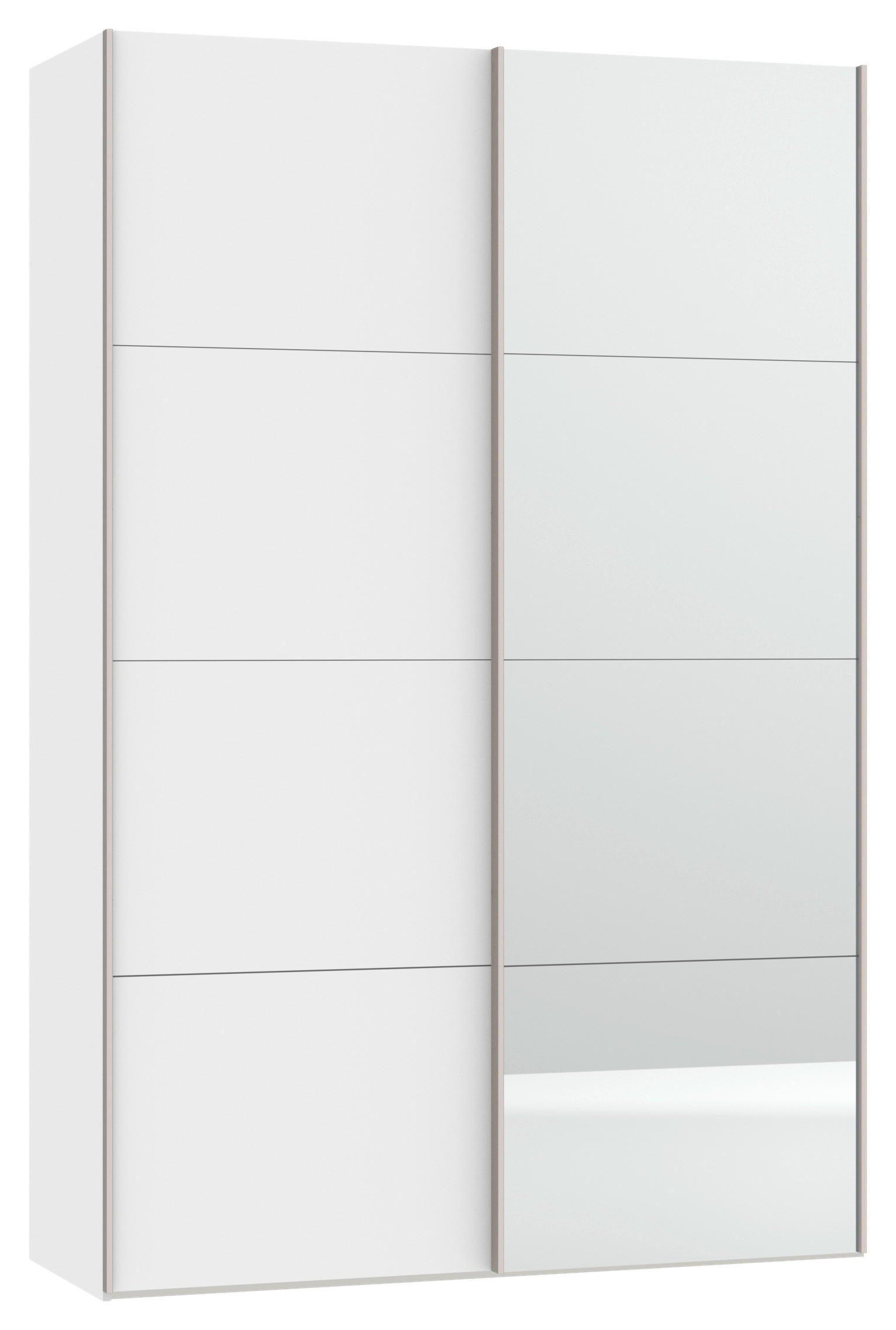 SCHWEBETÜRENSCHRANK 152/236/65 cm 2-türig Weiß  - Edelstahlfarben/Weiß, Design, Glas/Holzwerkstoff (152/236/65cm) - Boxxx