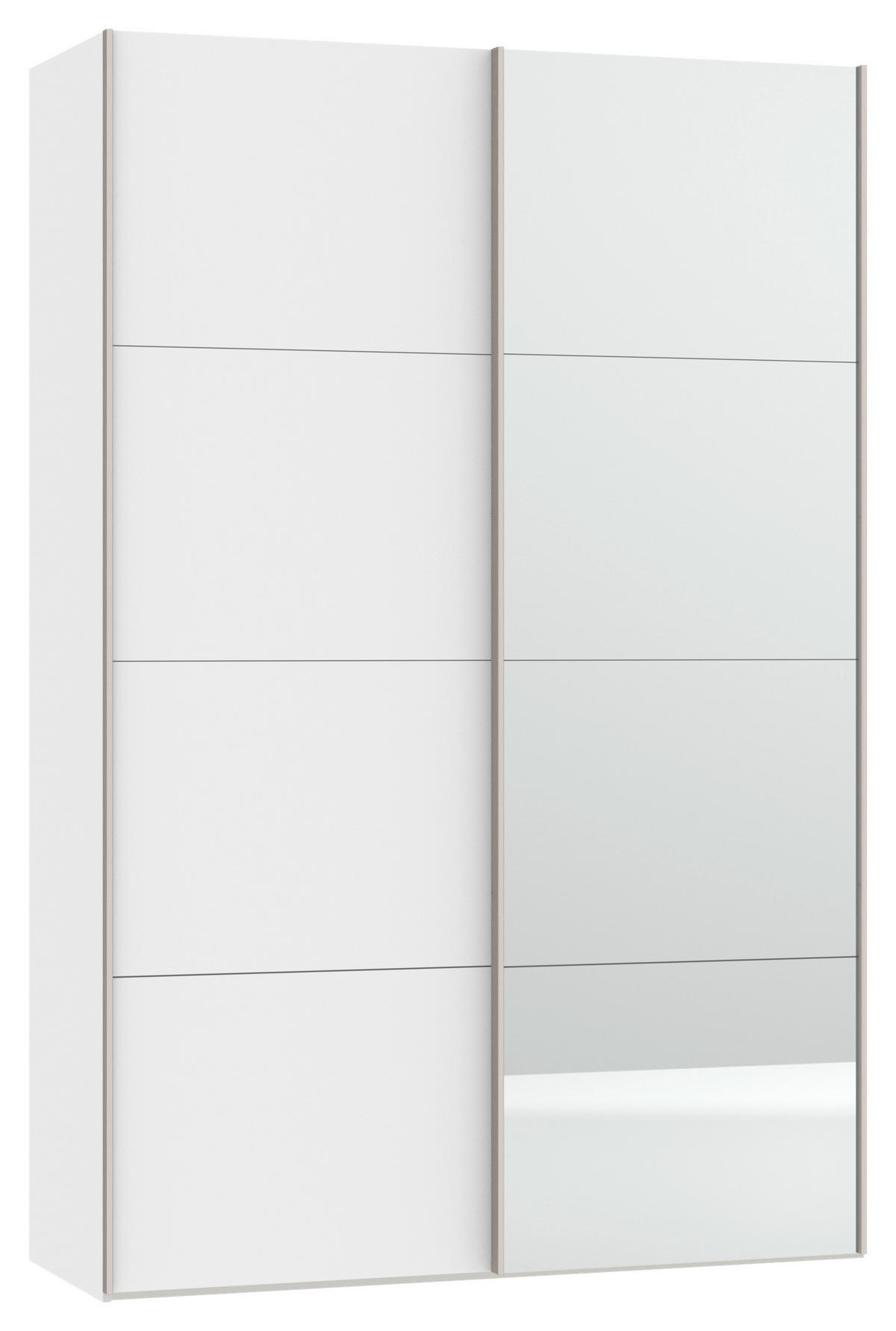 SCHWEBETÜRENSCHRANK  in Weiß  - Edelstahlfarben/Weiß, Design, Glas/Holzwerkstoff (152/236/65cm) - Boxxx