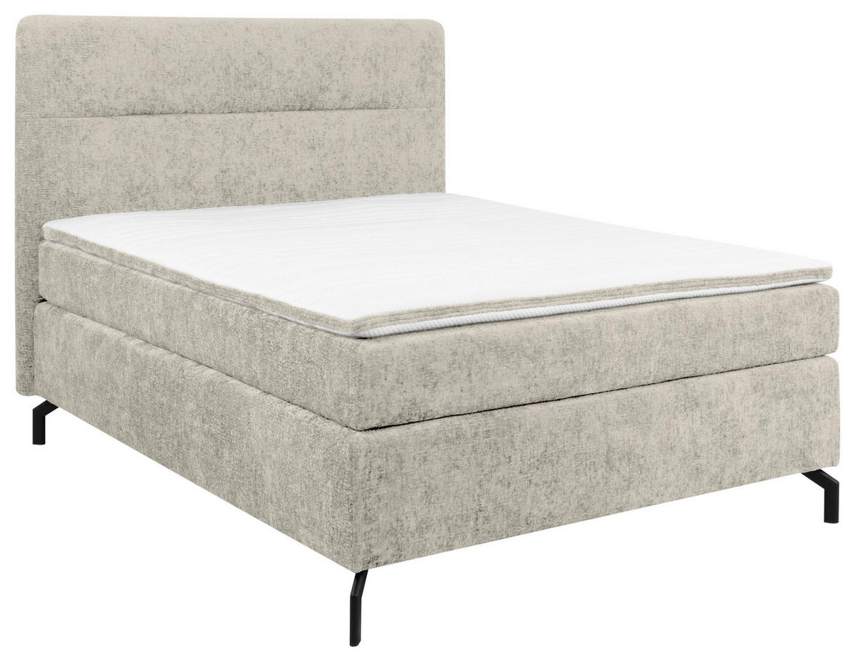 BOXSPRINGBETT 140/200 cm  in Beige  - Beige/Schwarz, Design, Textil/Metall (140/200cm) - Esposa