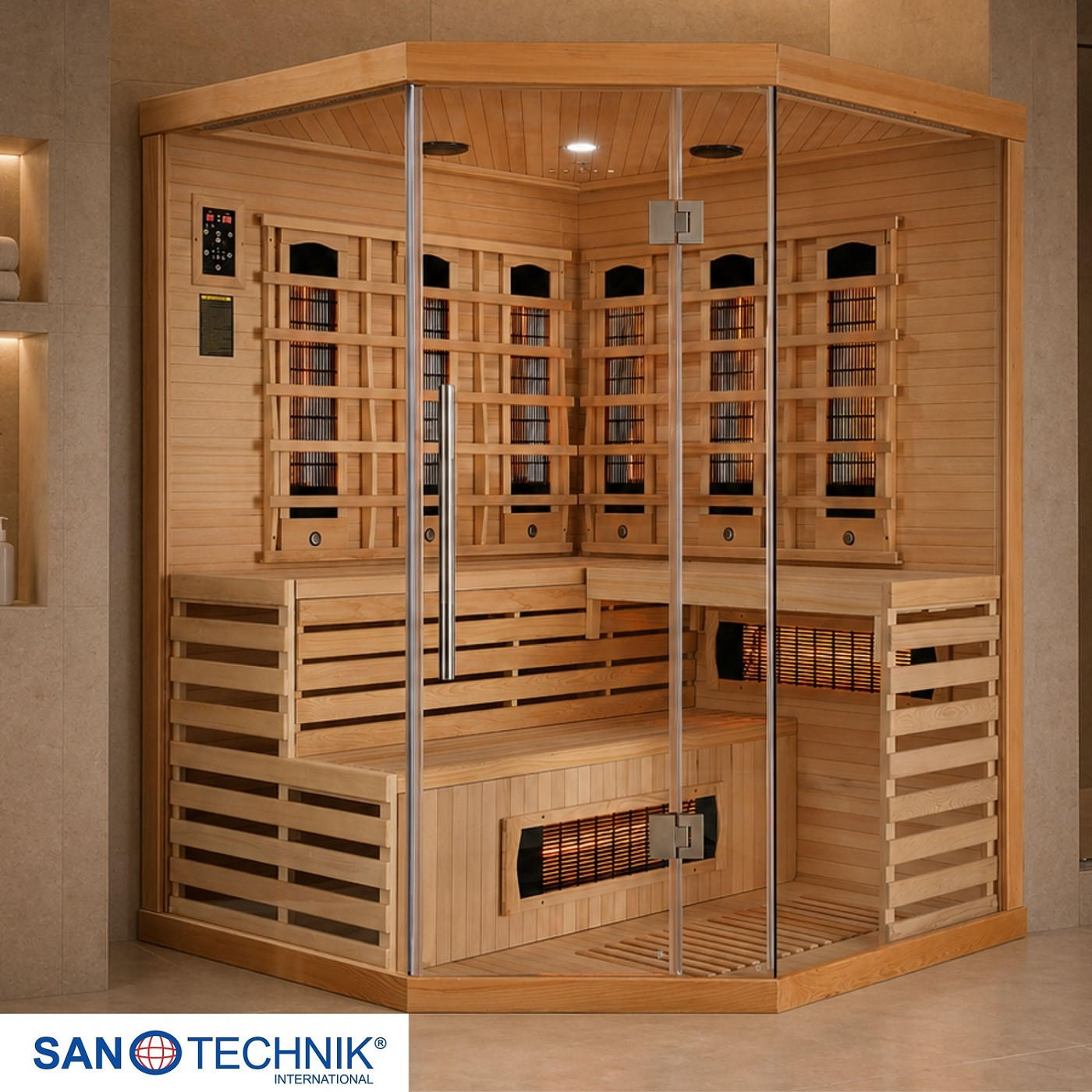 INFRAROTKABINE DELUXE für 3-4 Personen Deluxe  - Braun, MODERN, Holz (150/200/150cm) - Sanotechnik