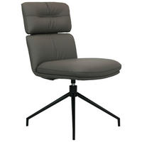 STUHL Echtleder Schwarz, Dunkelgrau  - Dunkelgrau/Schwarz, Design, Leder/Metall (50/92/64,5cm) - Dieter Knoll