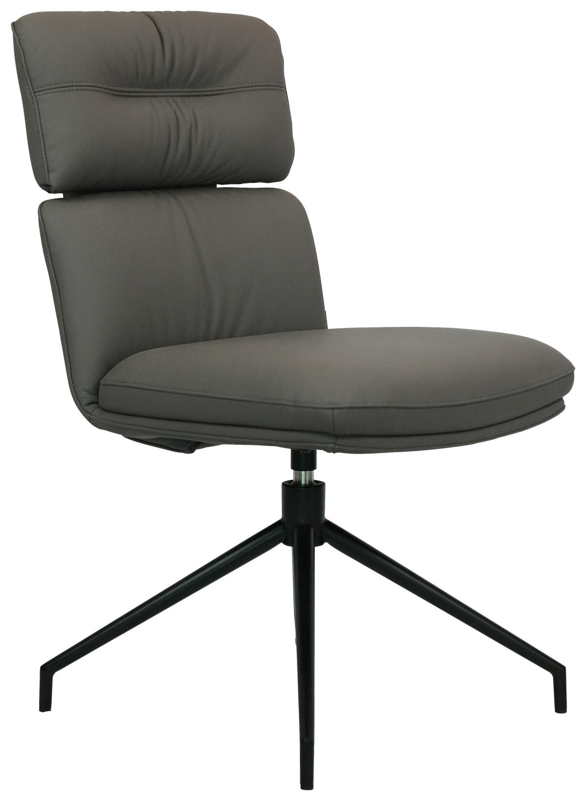 STUHL Echtleder Schwarz, Dunkelgrau  - Dunkelgrau/Schwarz, Design, Leder/Metall (50/92/64,5cm) - Dieter Knoll