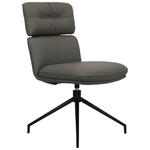 STUHL Echtleder Schwarz, Dunkelgrau  - Dunkelgrau/Schwarz, Design, Leder/Metall (50/92/64,5cm) - Dieter Knoll
