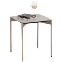 BEISTELLTISCH 43/43/49 cm Grau, Edelstahlfarben quadratisch  - Edelstahlfarben/Grau, Design, Keramik/Metall (43/43/49cm) - Venjakob