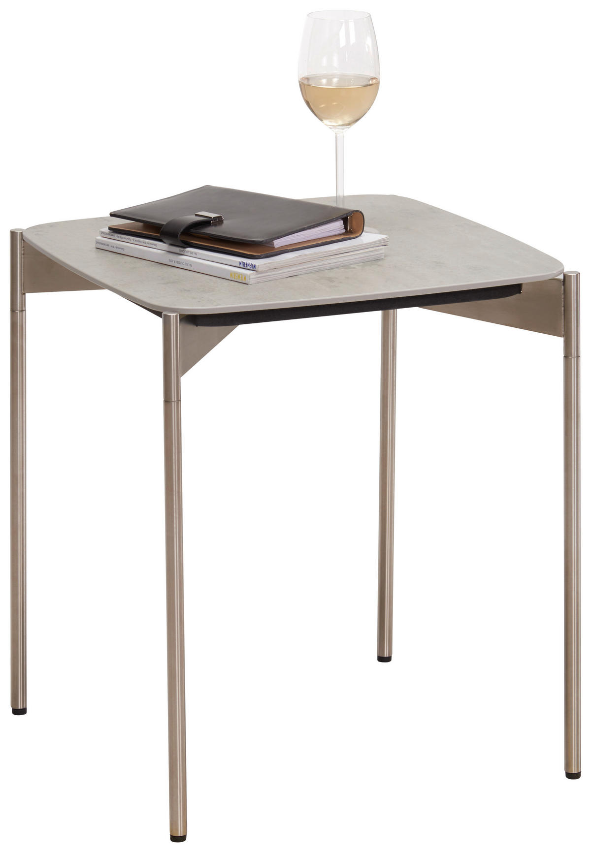 BEISTELLTISCH 43/43/49 cm Grau, Edelstahlfarben quadratisch  - Edelstahlfarben/Grau, Design, Keramik/Metall (43/43/49cm) - Venjakob