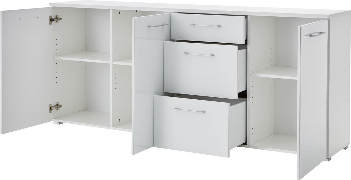 SIDEBOARD  in 194/82/40 cm  - Alufarben/Schwarz, MODERN, Glas/Holzwerkstoff (194/82/40cm) - Germania