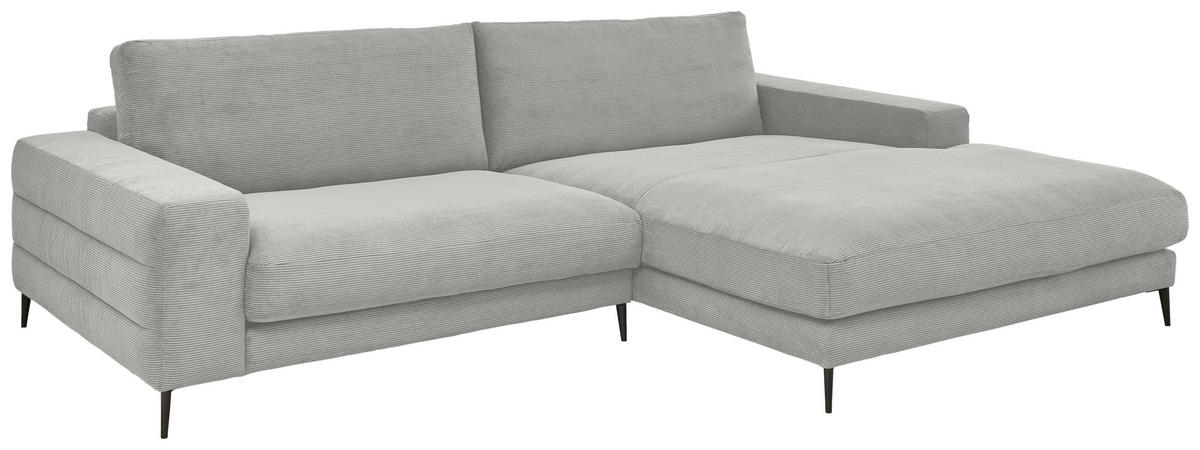ECKSOFA in Feincord Hellgrau  - Hellgrau/Schwarz, Design, Textil/Metall (293/207cm) - Dieter Knoll