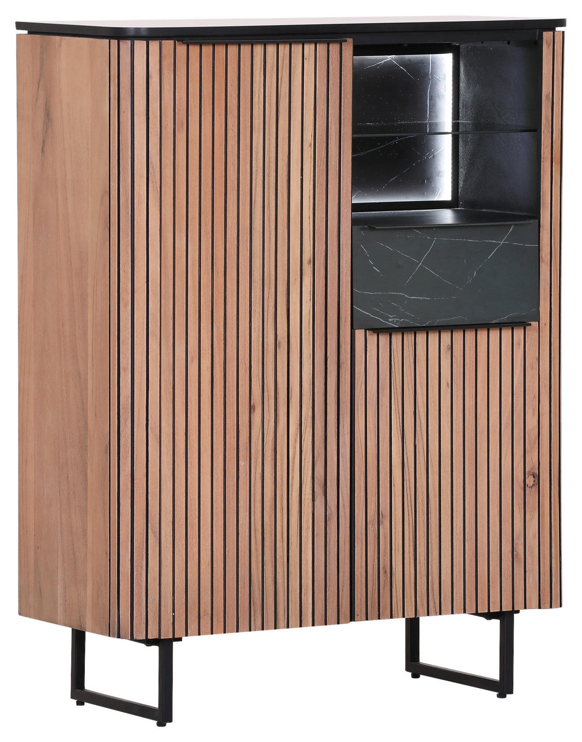 HIGHBOARD  in 90/120/42 cm  - Schwarz/Naturfarben, LIFESTYLE, Glas/Holzwerkstoff (90/120/42cm) - Landscape