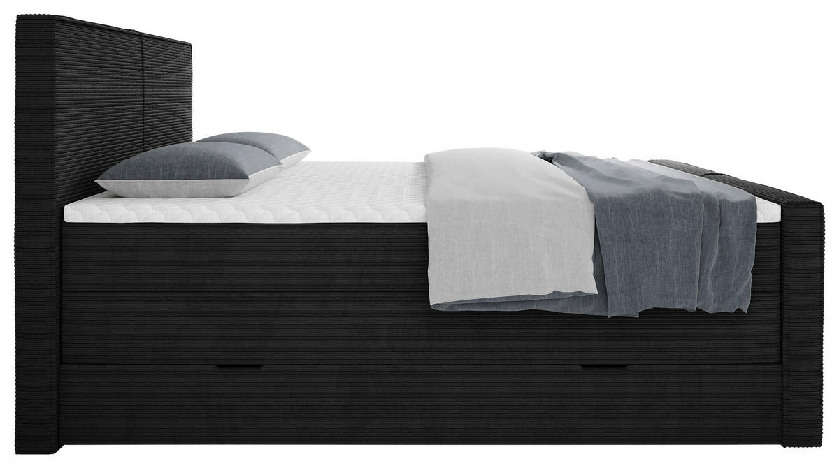 BOXSPRINGOVÁ POSTEĽ, 180/200 cm, čierna - čierna, Modern, textil (180/200cm) - Livetastic
