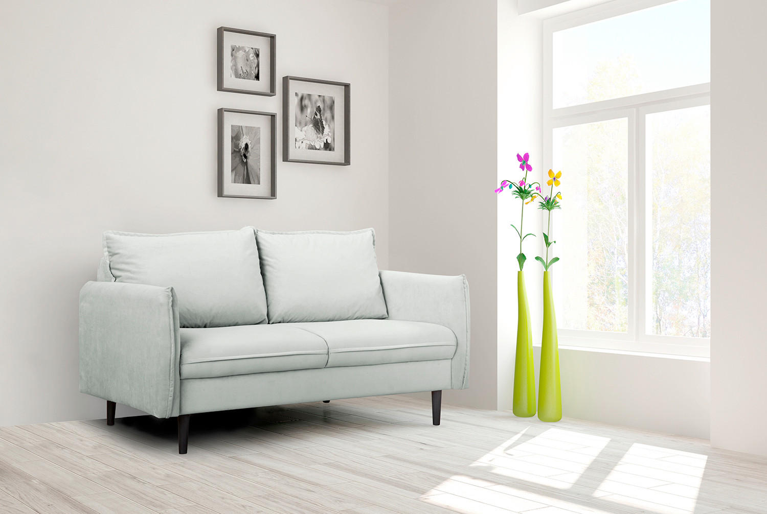 2-SITZER-SOFA JULI in Samt Dunkelblau  - Schwarz/Dunkelblau, Design, Holz/Textil (138/86/100cm) - P & B