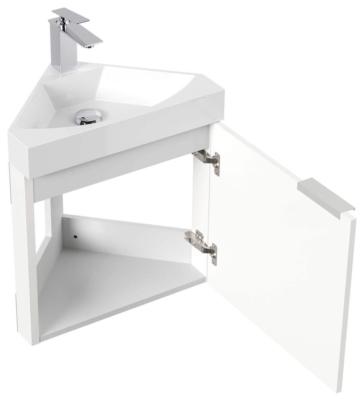 GÄSTEBAD 52,3 cm  - Weiß Hochglanz, MODERN, Holzwerkstoff/Stein (52,3cm) - MID.YOU