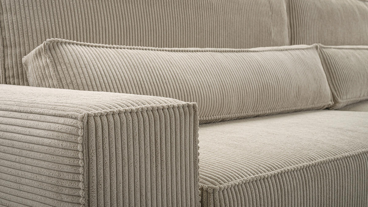 ECKSOFA BRAZIL L Hellbraun Rückenkissen, Schlaffunktion, Rücken echt, Stauraum  - Hellbraun/Schwarz, Design, Kunststoff/Textil (290/200cm) - MID.YOU
