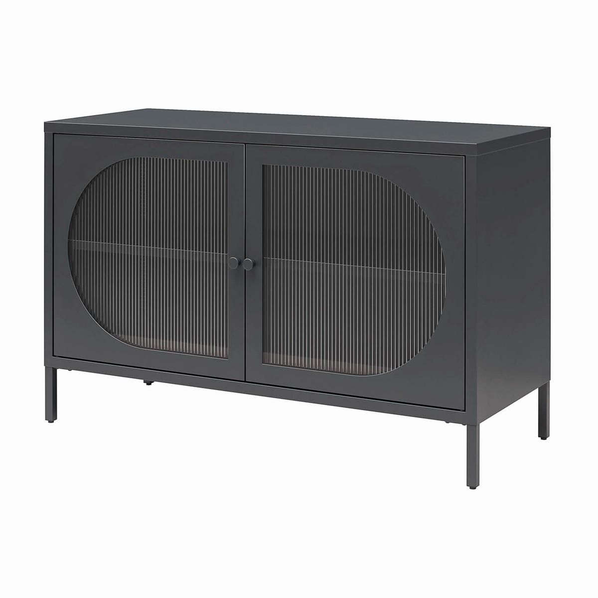 KOMMODE Luna  in 100/64/40 cm  - Schwarz, Design, Glas/Metall (100/64/40cm) - MID.YOU
