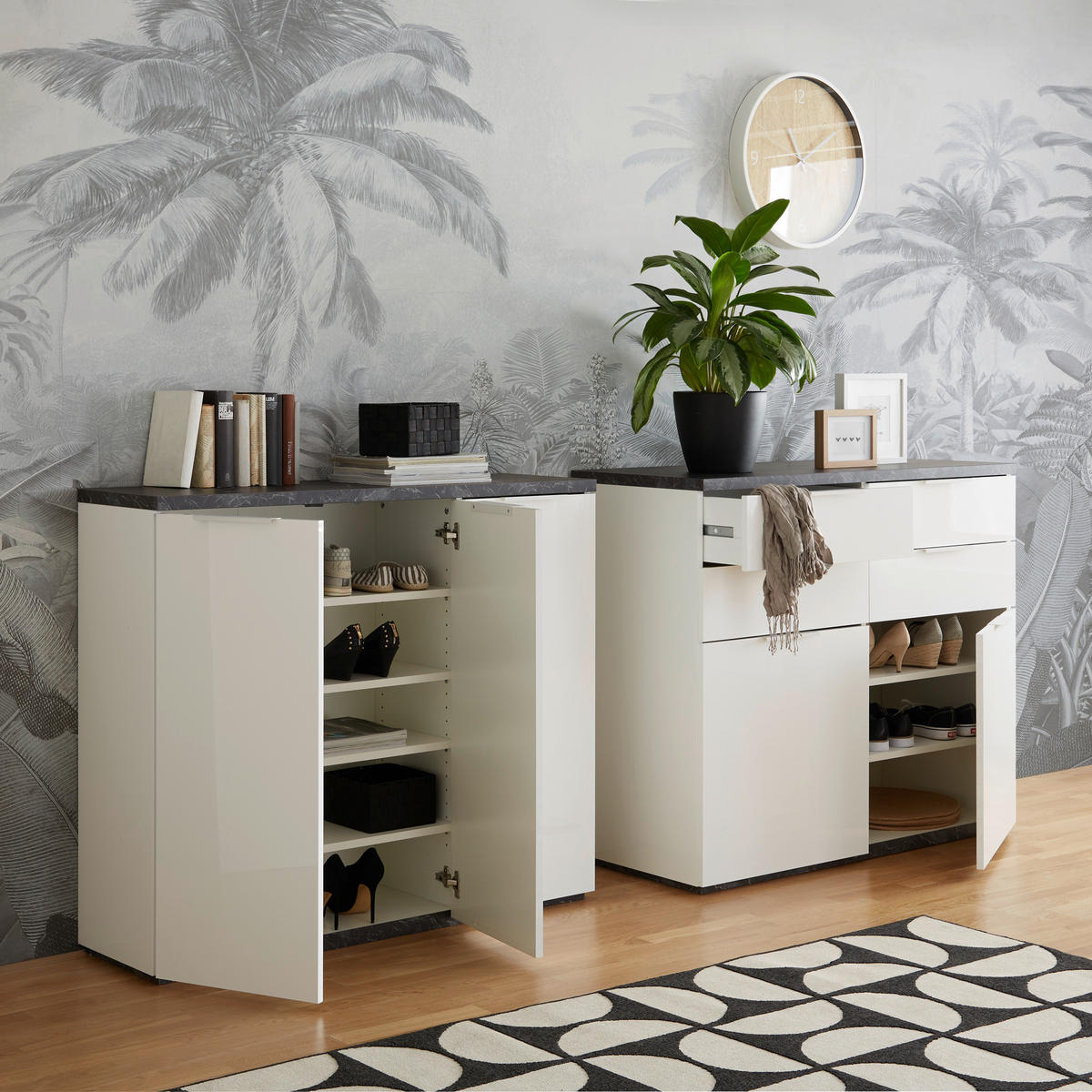 OMARA ZA ČEVLJE barve hrasta, bela - barve hrasta/bela, Moderno, kovina/leseni material (120/102,3/35cm) - Carryhome