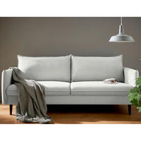 3-SITZER-SOFA JULI in Samt Grau  - Schwarz/Grau, Design, Holz/Textil (203/86/100cm) - P & B