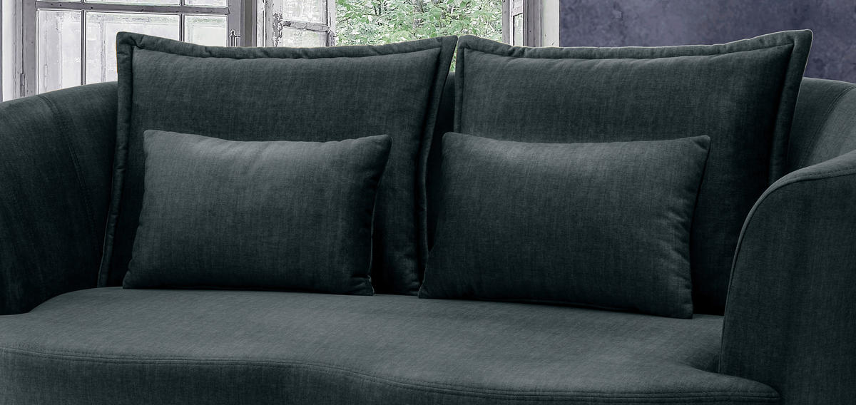3-SITZER-SOFA in Velours Blau  - Blau/Schwarz, Modern, Textil/Metall (209/85/101cm) - Livetastic
