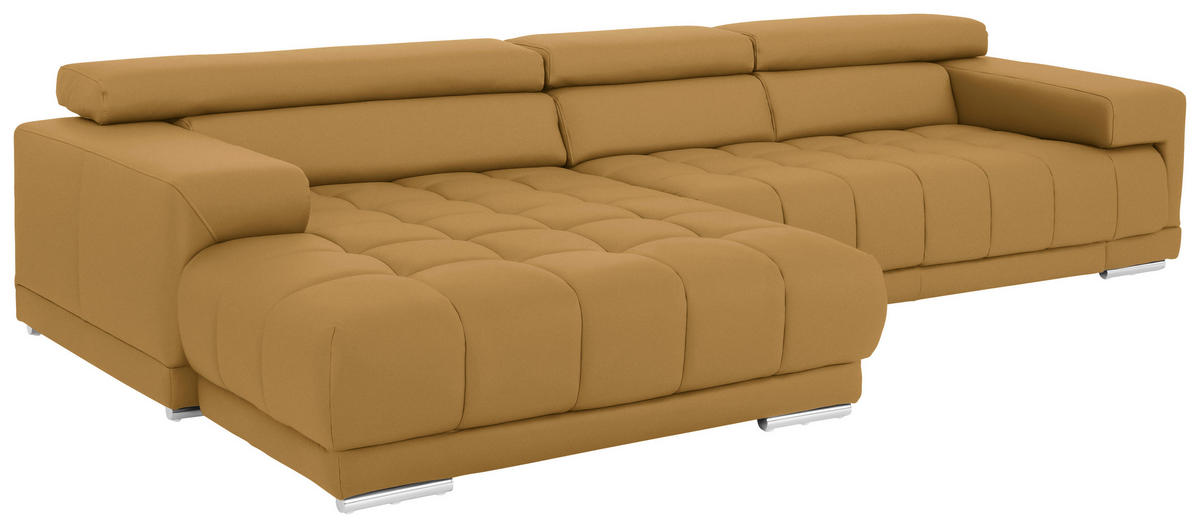 ECKSOFA in Echtleder Gelb  - Chromfarben/Gelb, Design, Leder/Metall (190/330cm) - Beldomo Speed