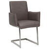 ARMLEHNSTUHL  in Stahl Mikrofaser  - Edelstahlfarben/Braun, Design, Textil/Metall (63/91/60cm) - Dieter Knoll